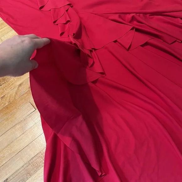 Red Ruffle Train Formal - Picture 9 of 12